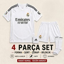 Yensa Real Madrid Bellingham 24/25 Sezon Çocuk Futbol Forması 4'lü Set Forma - Şort - Çorap - Bileklik
