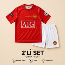 Yensa Manchester United Ronaldo 7 Kırmızı Çocuk Futbol Forması 2'li Set Forma - Şort