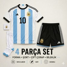 Yensa Arjantin Messi 23/24 Sezon Çocuk Futbol Forması 4'lü Set Forma - Şort - Çorap - Bileklik