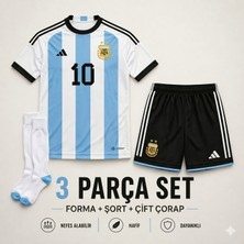 Yensa Arjantin Messi 23/24 Sezon Çocuk Futbol Forması 3'lü Set Forma - Şort - Çorap