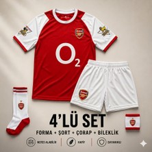 Yensa Arsenal T. Henry Kırmızı Çocuk Futbol Forması 4'lü Set Forma - Şort - Çorap - Bileklik