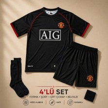 Yensa Manchester United Cr7 Siyah Çocuk Futbol Forması 4'lü Set Forma - Şort - Çorap - Bileklik
