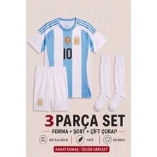 Yensa Arjantin Messi 24/25 Sezon Çocuk Futbol Forması 3'lü Set Forma - Şort - Çorap