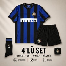 Yensa Inter Milan Ronaldo 24/25 Sezon Çocuk Futbol Forması 4'lü Set Forma - Şort - Çorap - Bileklik