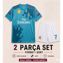 Yensa Real Madrid Ronaldo Turkuaz Çocuk Futbol Forması 2'li Set Forma - Şort