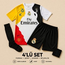 Yensa Ronaldo Özel Tasarım Sarı Çocuk Futbol Forması 4'lü Set Forma - Şort - Çorap - Bileklik