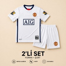 Yensa Manchester United Ronaldo 7 Beyaz Çocuk Futbol Forması 2'li Set Forma - Şort