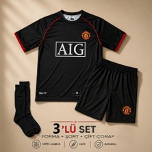 Yensa Manchester United Cr7 Siyah Çocuk Futbol Forması 3'lü Set Forma - Şort - Çorap