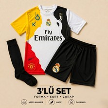 Yensa Ronaldo Özel Tasarım Sarı Çocuk Futbol Forması 3'lü Set Forma - Şort - Çorap