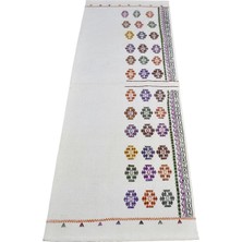 Zehra Abla Halı Yeni El Dokuma Ak Pamuklu Emsalsiz Yörük Kilim 7464