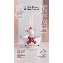 Rivo Home Decor The Mia Yılbaşı Temalı El Boyaması Seramik Kase 350 ml Figürlü Atıştırmalık ve Sosluk
