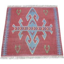 Zehra Abla Halı Vintage El Dokuma Pastel Kare Köşe Pınarbaşı Kayseri Yün Kilim 7471