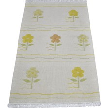 Zehra Abla Halı Yeni El Dokuma Nadir Modern Kabartmalı Çiçekli Yün Kilim 7466