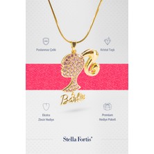 Stella Fortis Barbie Figürlü Taşlı Kadın Kolye - Kristal Süslemeli | 316L Paslanmaz Çelik