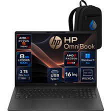 Hp Omnibook 3 Amd Ryzen 5 7520U 8 GB Lpddr5 2 Tb SSD Radeon 610M 16'' Wuxga IPS Windows 11 Pro Dizüstü Bilgisayar DY0G7EARNP03