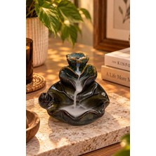 Chermik Yeşil Seramik Lotus Çiçekli Geri Akışlı Şelale Tütsülük Buhurdanlık 6,5x7 cm 9-8