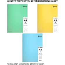 Mynote Text Pastel Defter A4 40 Yaprak Kareli 3 Adet