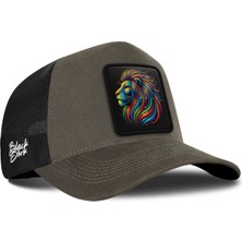 BlackBörk Haki-Siyah Trucker Şapka Aslan Logolu
