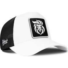 BlackBörk Aslan Logolu Beyaz-Siyah Trucker Şapka