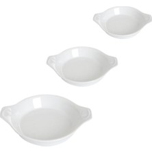 Porland Porselen Beyaz Sahan Set Düz Tava Seti 21CM - 17CM - 14CM Seramik Malzeme ile Şık Tasarım