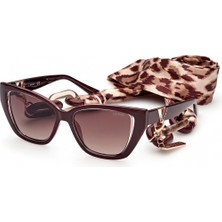 Guess GU7816 69F Kadın Güneş Gözlüğü Bordo Kemik Çerçeve ile UV Filtreli Kırmızı Cam