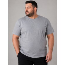 Annex Büyük Beden Sıfır Yaka Düz Renk Erkek Battal Tshirt