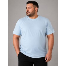 Annex Büyük Beden Sıfır Yaka Düz Renk Erkek Battal Tshirt
