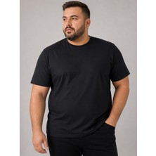 Annex Büyük Beden Sıfır Yaka Düz Renk Erkek Battal Tshirt