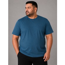 Annex Büyük Beden Sıfır Yaka Düz Renk Erkek Battal Tshirt
