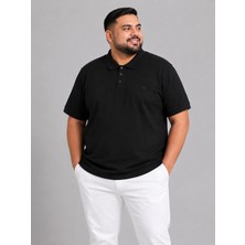Annex Büyük Beden Polo Yaka Kısa Lastikli Kol Düz Kesim Düğmeli Erkek Tshirt