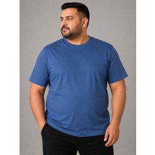 Annex Büyük Beden Sıfır Yaka Düz Renk Erkek Battal Tshirt