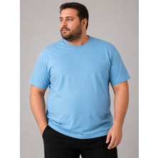 Annex Büyük Beden Sıfır Yaka Düz Renk Erkek Battal Tshirt