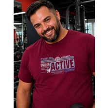 Annex Büyük Beden Sıfır Yaka  Baskılı Erkek Battal Tshirt