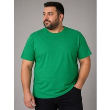 Annex Büyük Beden Sıfır Yaka Düz Renk Erkek Battal Tshirt