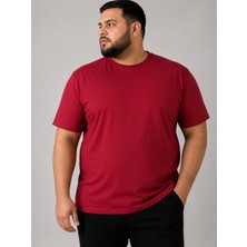Annex Büyük Beden Sıfır Yaka Düz Renk Erkek Battal Tshirt