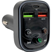 Rio Battery Bluetooth Destekli Araç Şarj ve Fm Verici Hızlı Şarj Qc3.0 Usb-C Pd Portlu