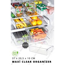 Nandy Home Maxi Tall Şeffaf Buzdolabı Düzenleyici Organizer 20,5x37x10 cm Çok Amaçlı Kullanım