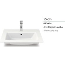 Turkuaz Cerastyle Arte Etajer Uyumlu Lavabo 55*36,5 cm Geniş Yüzey ile Kolay Temizlik Sağlar