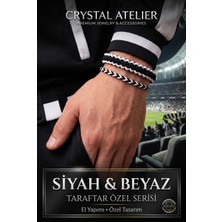 Crystal Atelier Siyah Beyaz 2’li Makrome Örgü Ayarlanabilir Unisex Taraftar Bileklik Seti