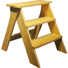 Diva Ahşap 3 Basamaklı Masif Merdiven 2+1 Basamak Sayısı ile Ergonomik Yapı ve Kahverengi Renk