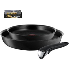 Tefal L65093 Ingenio Titanyum Talent Pro Düz Tava Seti 3 Parça 22 cm 28 cm Siyah Çıkarılabilir Saplı 2100111096
