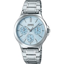 Casio LTP-V300D-2AUDF Kadın Kol Saati Gri Çelik Kordonlu Mavi Kadran 33,2 mm İyon Kaplama