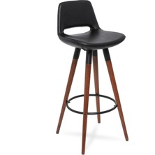 Just Home Retro Bar Taburesi - Siyah Suni Deri Oturma Yüzeyi ve Metal Gövde ile Şık Tasarım