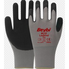 Nusrat Bilişim Beybi Pl-17 10 Beden Gri-Siyah 12LI Paket Legend Polyester Örme Lateks Eldiven