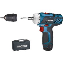 Proter Pst 222 Plus 2.0 Ah Şarjlı Matkap Vidalama 10 mm Darbesiz Tork Ayarı ve Led Işıklı