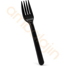 Sert Kalın Plastik Çatal 1. Kalite Lüks Siyah Çatal