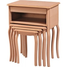 ASEH 2111 Raflı Masif Zigon Sehpa 4'Lü MDF Çekmeceli 40 cm Derinlik 60 cm Yükseklik