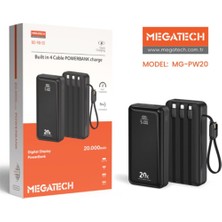 Nusrat Bilişim Megatech Mg-Pw-20 20.000 Mah Siyah Powerbank Digital Göstergeli