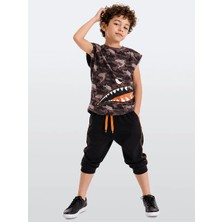 Mshb&G Monster Shark Erkek Çocuk T-shirt Kapri Şort Takım