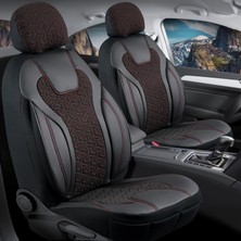 Şahinler Oto Aksesuar Renault Megane 3 Station Wagon Deri Detaylı Oto Koltuk Kılıfı Siena Serisi Siyah Kırmızı